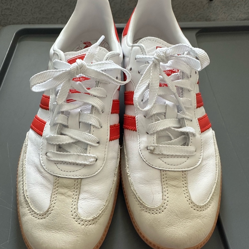 Adidas White and Red Sneakers ( women)